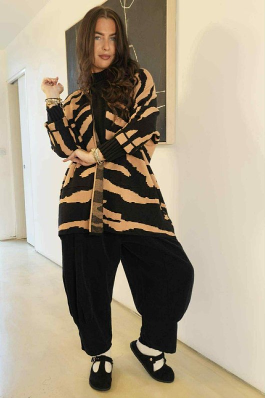 Oslo Animal Knit Cardigan Camel